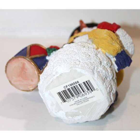 Vintage Resin Snowman Drum Top Hat 6” Holiday Winter Mantle Tabletop Decor Fig - Picture 5 of 6